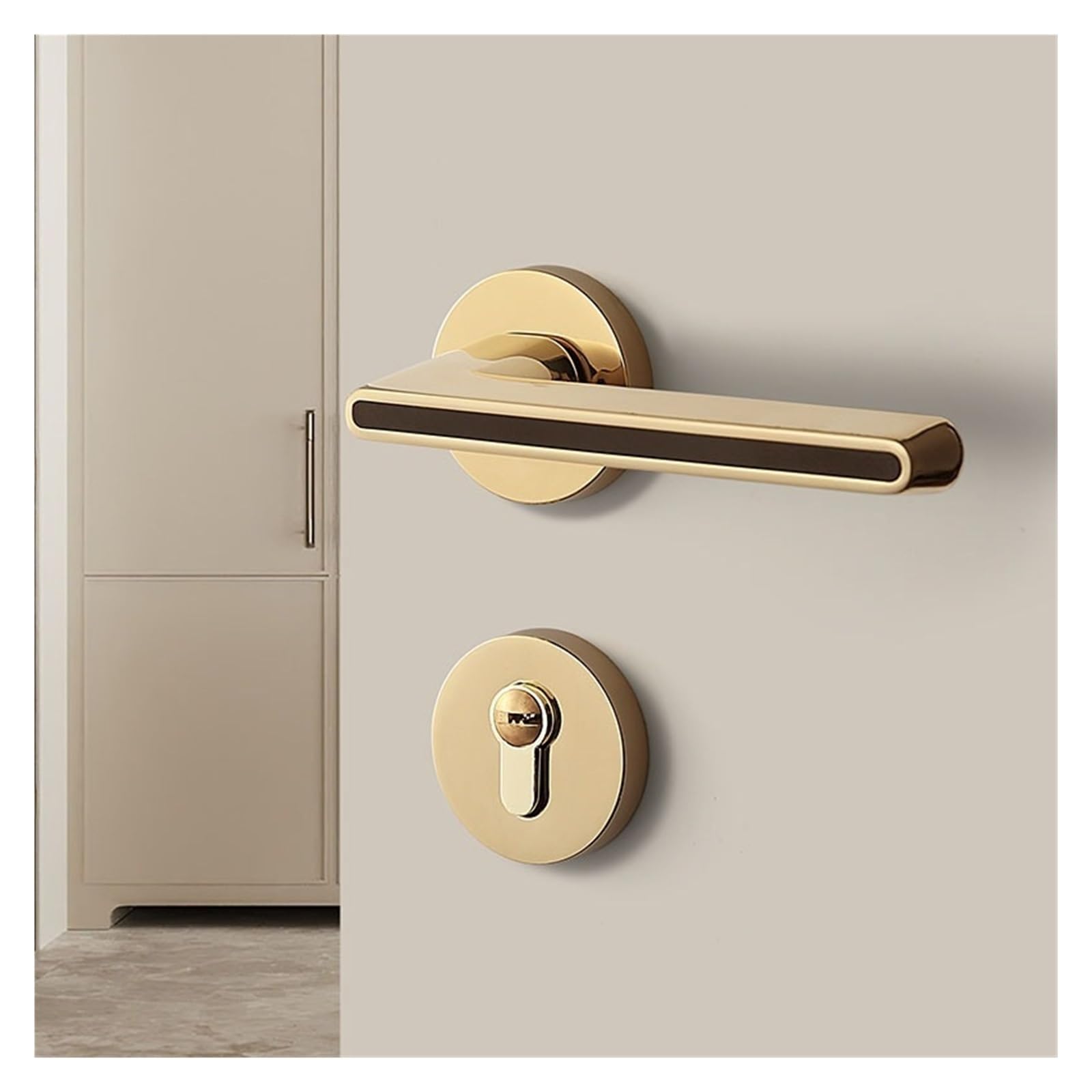 NYRXRYTCA Door Lock Household Lock core Door Handle Bedroom Door Indoor Wooden Door Bathroom Silent Mechanical Lock(Gold,Type B-Silent lock)