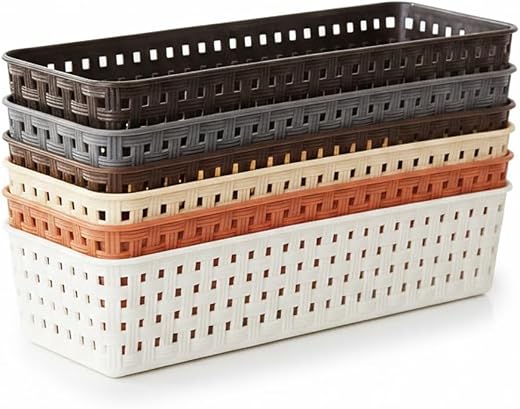 Oblivion Wardrobe Organizer for Storage 6 Pcs - Plastic Multipurpose Desk Organizer Tray, Multicolour Office Drawer Divide...