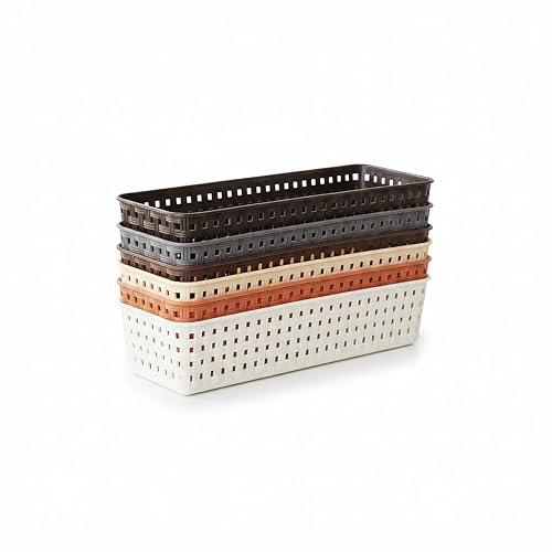 Oblivion Wardrobe Organizer for Storage 6 Pcs - Plastic Multipurpose Desk Organizer Tray, Multicolour Office Drawer Dividers Bins for Household Items, Bathroom, Makeup, Bedroom Dresser & Basket Rack