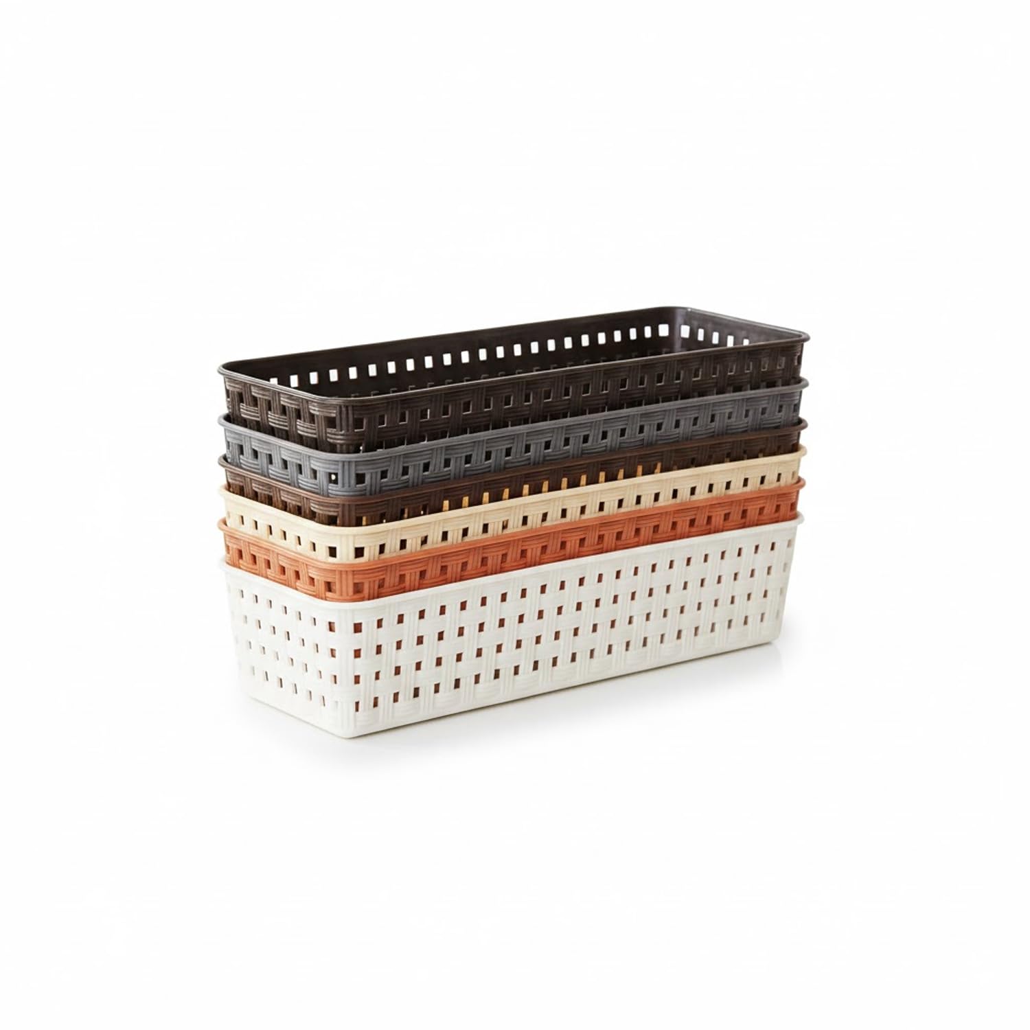 Oblivion tray for kitchen organizer 6 Pcs - storage trays for kitchen organizer, Plastic Multipurpose desk organiser tray, Craft Basket Rack Drawer Dividers Bins for Kitchen (Multicolor)-image-40