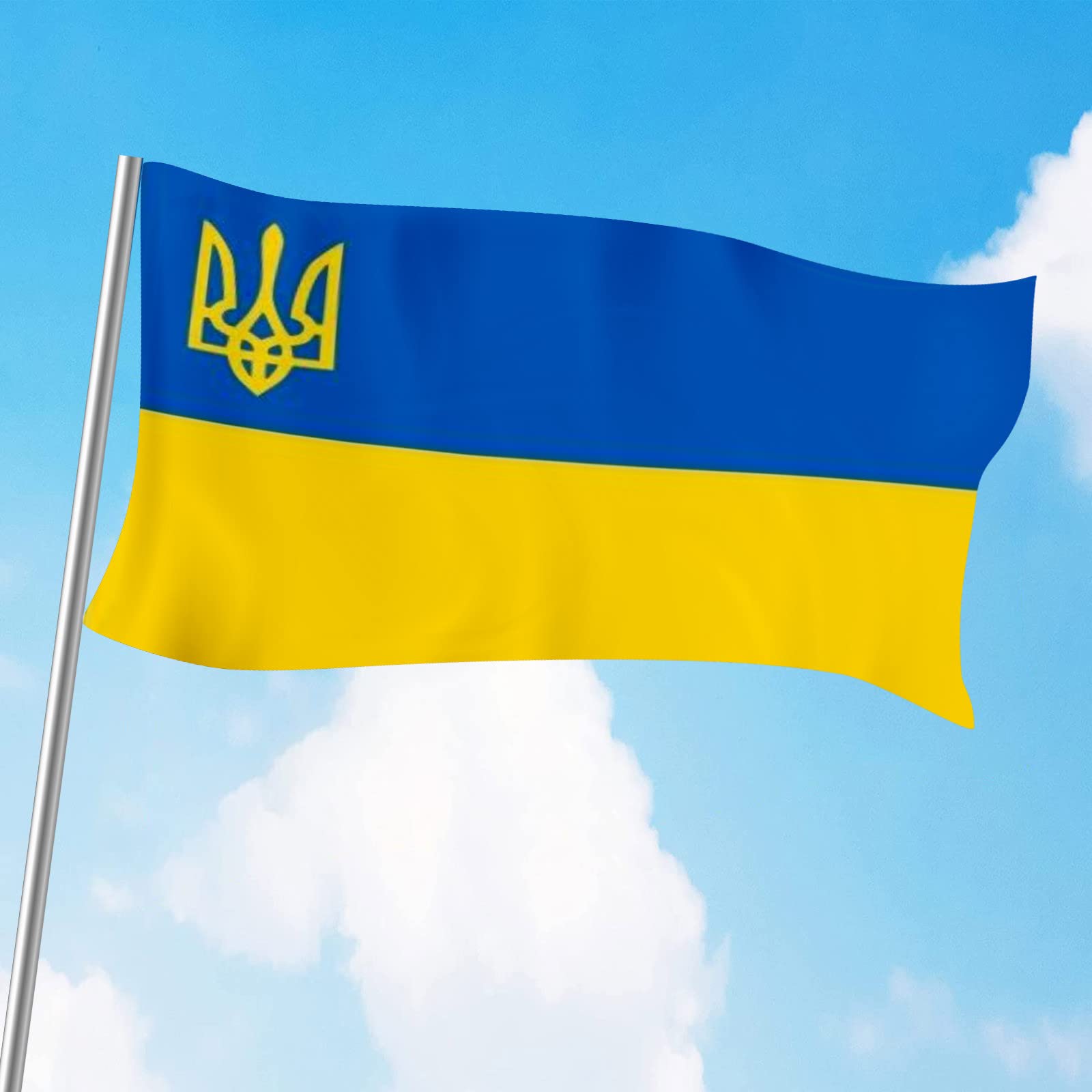 KliKil Bandiera Ucraina 90x150 cm - Tessuto da esterno resistente alle intemperie 150x90 cm con 2 occhielli metallici. Ukraine Flag giardino decorazioni