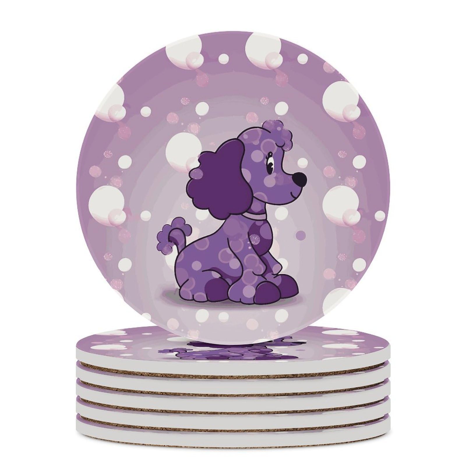 Dessous de verre absorbants en céramique caniche violet