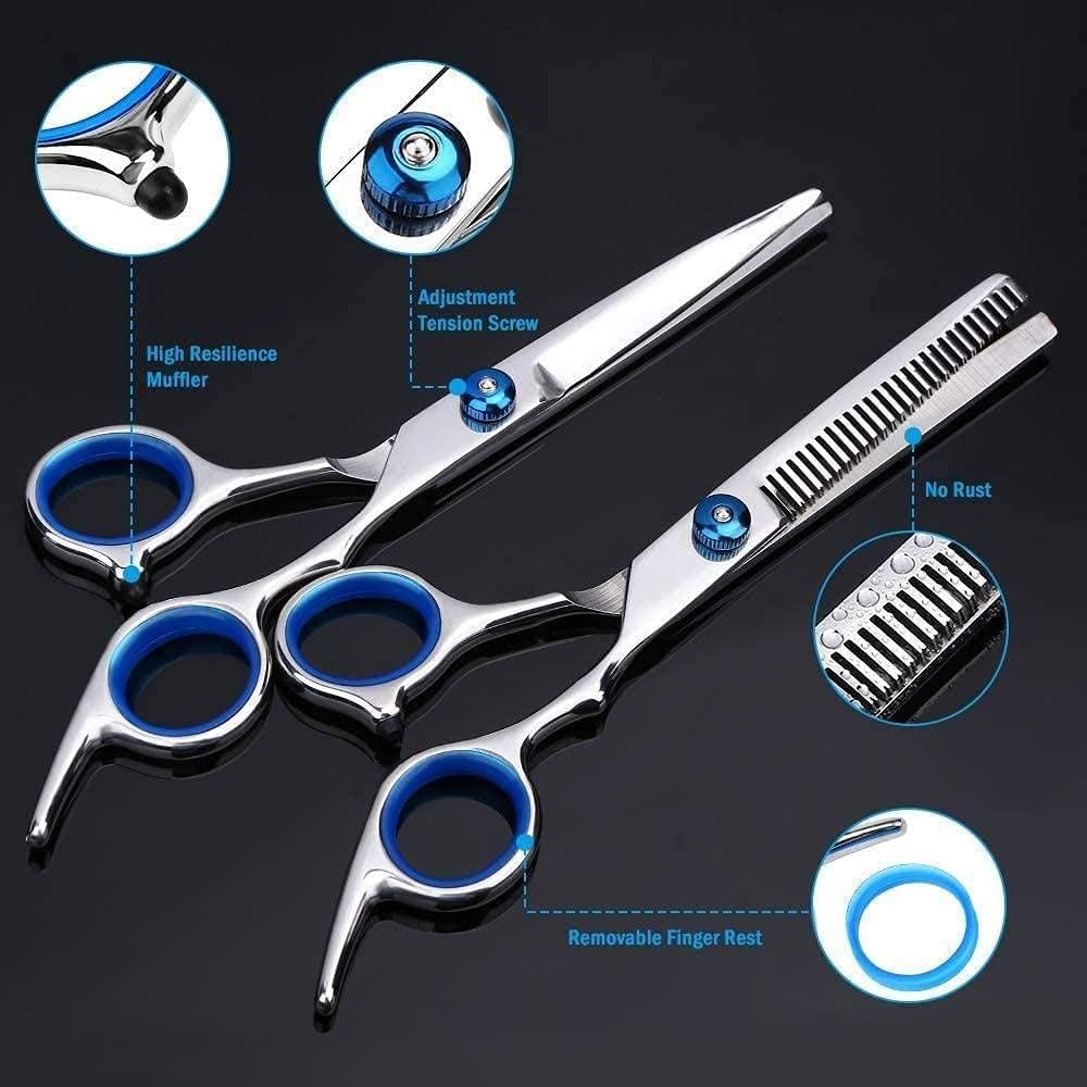 Friseurschere Professionelles Friseurscheren-Set - 6,5 Zoll Scheren-Set inkl. Nagelschere - Edelstahl-Friseurschere mit Kammclips und Lederetui für Damen Herren Kinder u