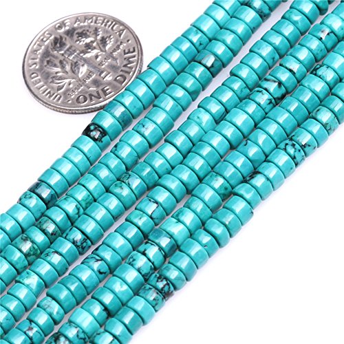 Turquoise Beads For Jewelry Making Gemstone Semi Precious 2X4Mm Rondelle Blue 15" Joe Foreman #TOP6