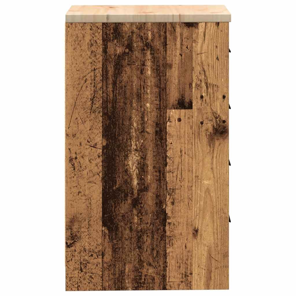 Armadietto per garage, effetto legno di pino massiccio, con quattro cassetti e piano di lavoro robusto, per officina, garage, cantina e magazzino