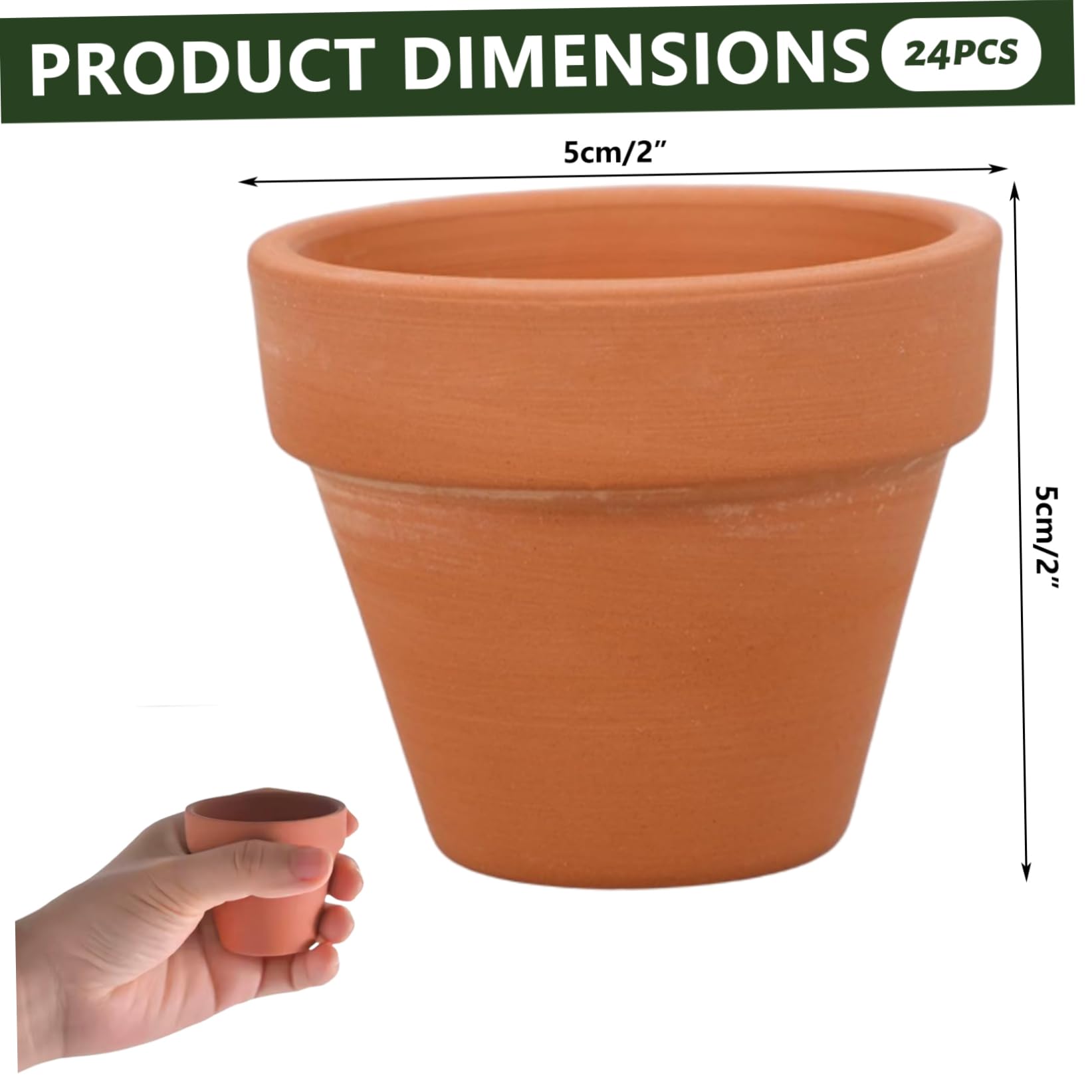 Vasi in Terracotta, Confezione da 24 Vasi per Piante in Terracotta, Piccola Argilla da 2, 17 Pollici con Foro di Drenaggio, Mini Fiore per Piante Grasse, Erbe, Fioriera Classica Ceramica Rosso Matt