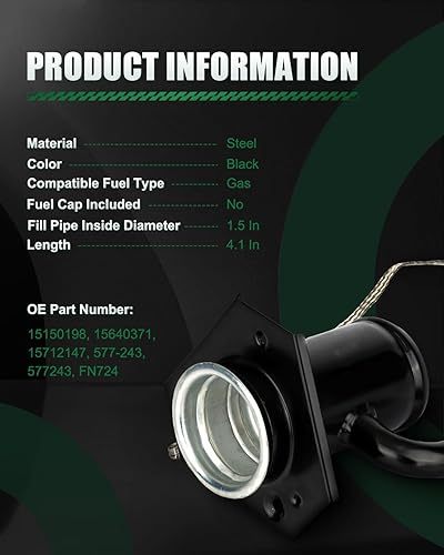 Miniatura 3 de SCITOO Cuello de llenado de combustible para Chevrolet 1988-1991, para GMC 1988-1991 FN724
