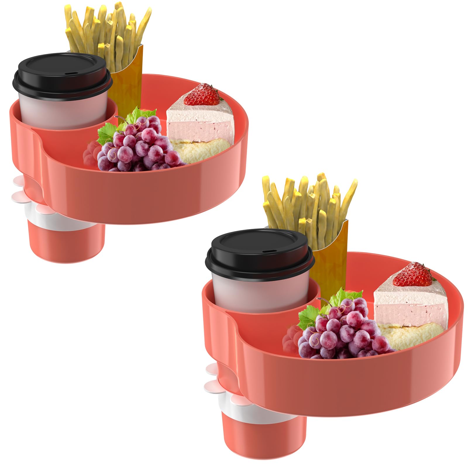 [2 Packs] Kids Car Seat Tray, Travel Tray with Cup Holder for Toddler Baby, Kids Car Seat Food Snack Organizer for Road Trip, Stroller snack Organizer Travel Must Haves Toddler Must Haves (Orange)