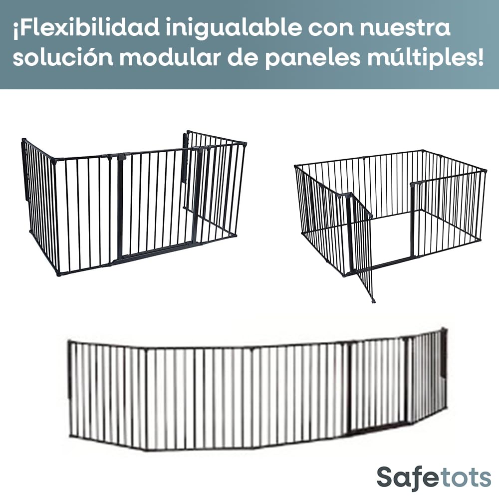 Safetots Barrera de Seguridad para Chimenea, 51cm de Profundidad x 164cm de Ancho, Gris, 70cm de Alto, Seguridad para Niños y Mascotas, Protección para Bebés y Niños Pequeños, Instalación Fácil