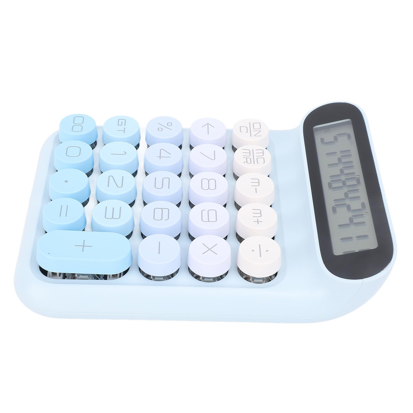 Calcolatrice con Interruttori Meccanici, Interruttore Blu 24 Tasti con Display LCD e Poggiapiedi Antiscivolo, per Studenti di Uffici Aziendali (BLUE)