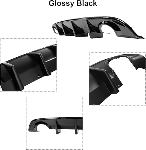 Miniatura 6 de Difusor de parachoques trasero compatible con Dodge Charger SRT 2015-2022, cenefa divisora de cuerpo trasero para punta de escape redonda, color