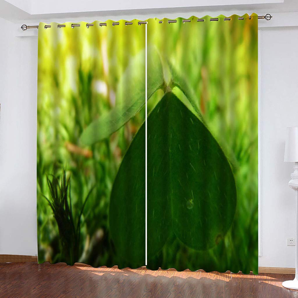 Gardinen Blickdicht Vorhänge 2er Set mit Ösen und Raffhalter, Morbuy 3D Drucken Modern Verdunkelungs Thermo Vorhänge Vorhänge-Set für Wohnzimmer Schlafzimmer Kinderzimmer (168x228cm *2,Kleeblatt)