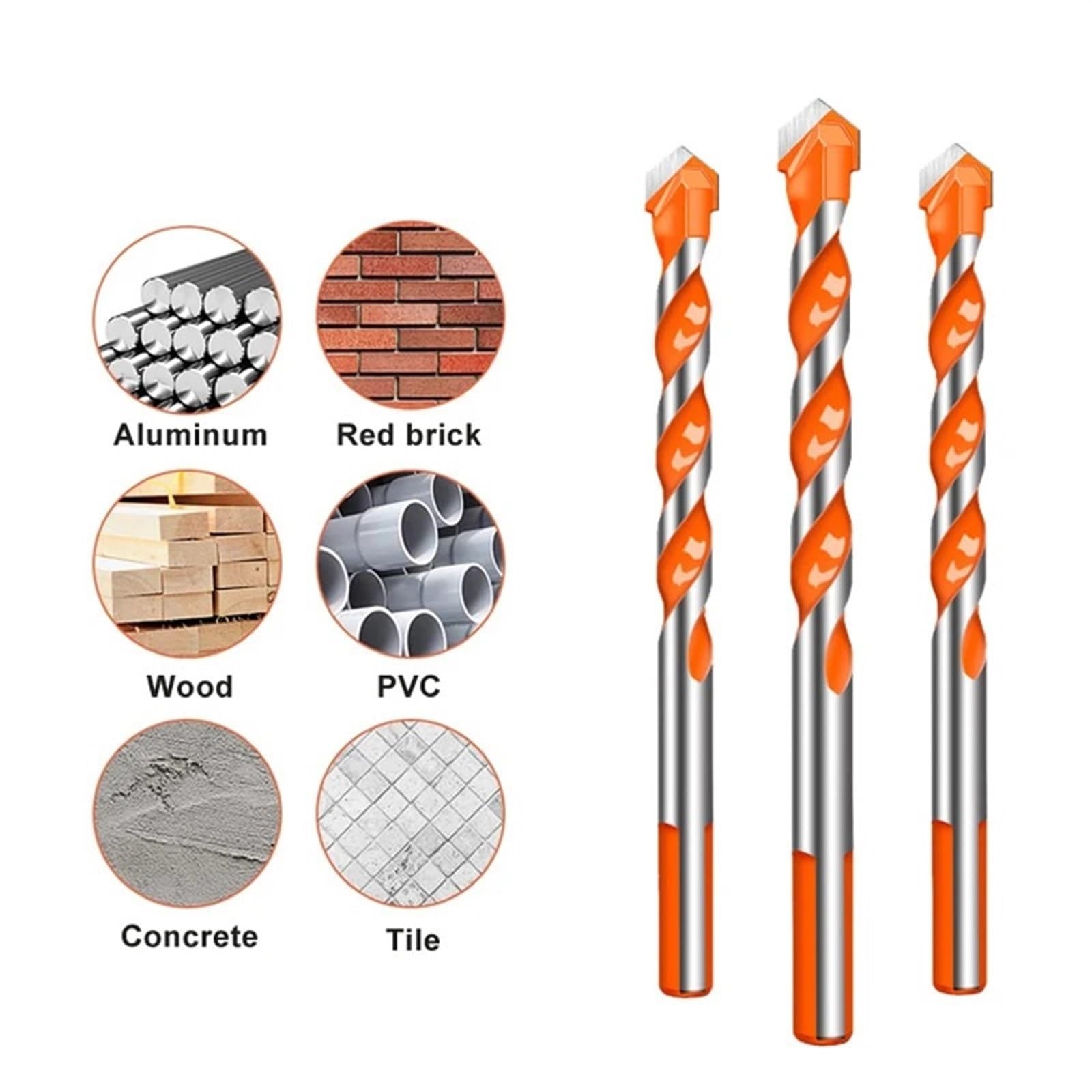 Foret Triangulaire fileté en Acier tungstène 3-12 mm for carrelage Mural, béton, marbre et Autres matériaux. électrique Manuel diamanté Overlord(5pcs 12mm Set Black)