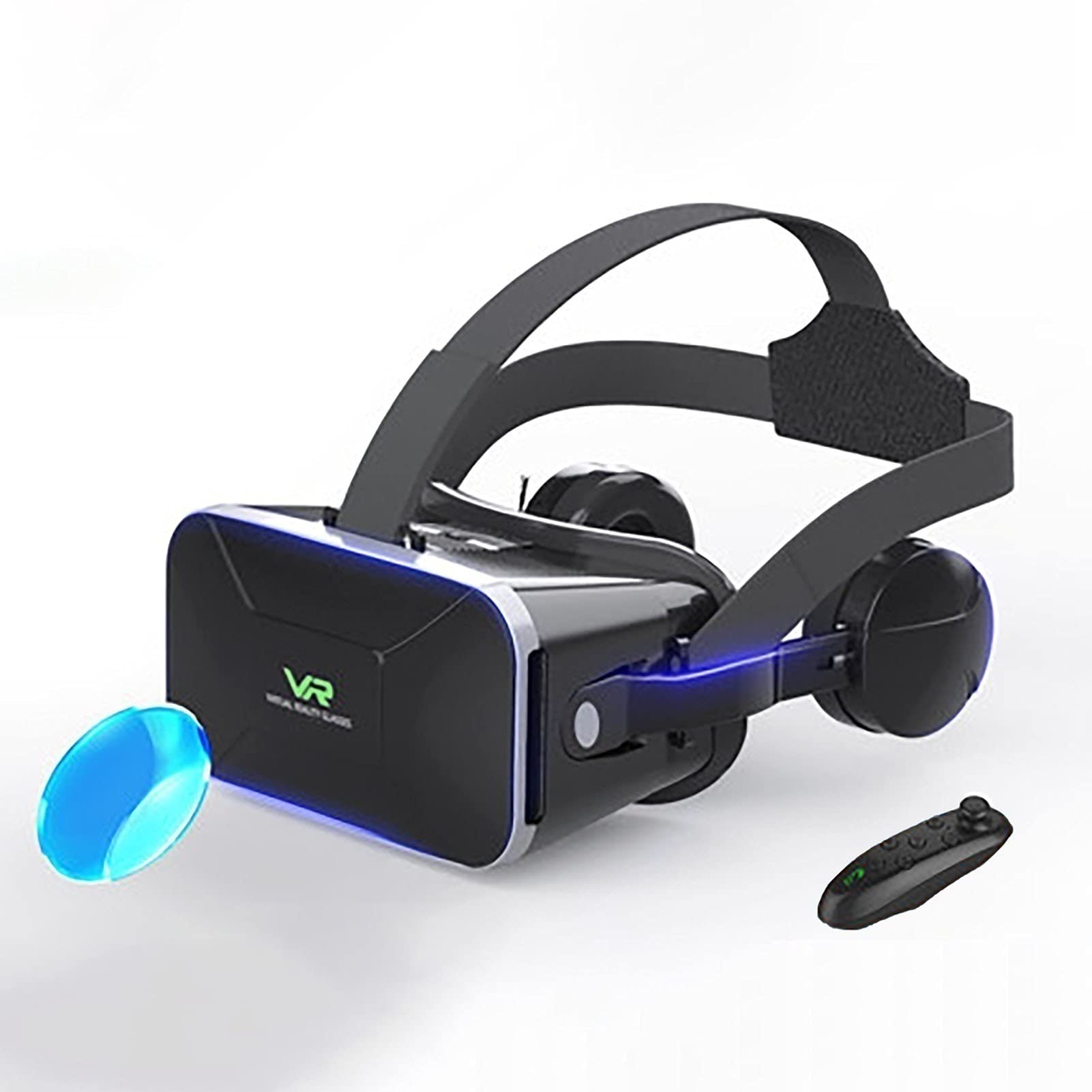 Man Gebruikt Een Virtual Reality Bril of VR-headset of Helm, Speelt Een Man Gebruikt Een Virtual Reality Bril of VR-headset of Helm, Speelt Een