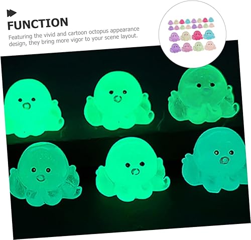 Miniatura 8 de Happyyami 24 piezas de mini decoración luminosa oscura miniatura decoración de acuario plantas marinas accesorios paisaje pulpo maceta en jardín