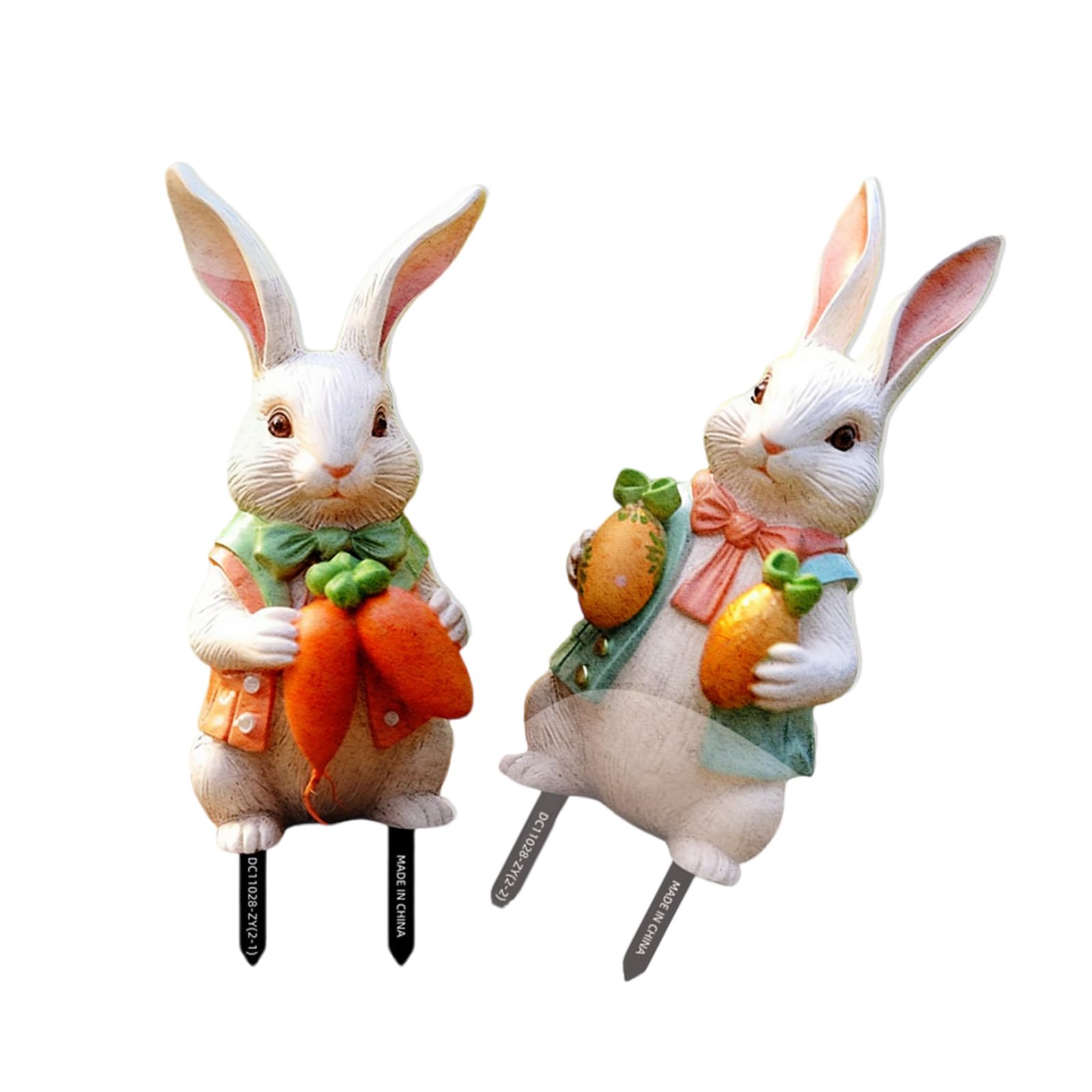 YROHGKPN 2pcs Garden Stake Rabbits with Colorful Carrot Lawns Decoration Weather Resistant PVC Ornament for Easters Celebration Garden Stake