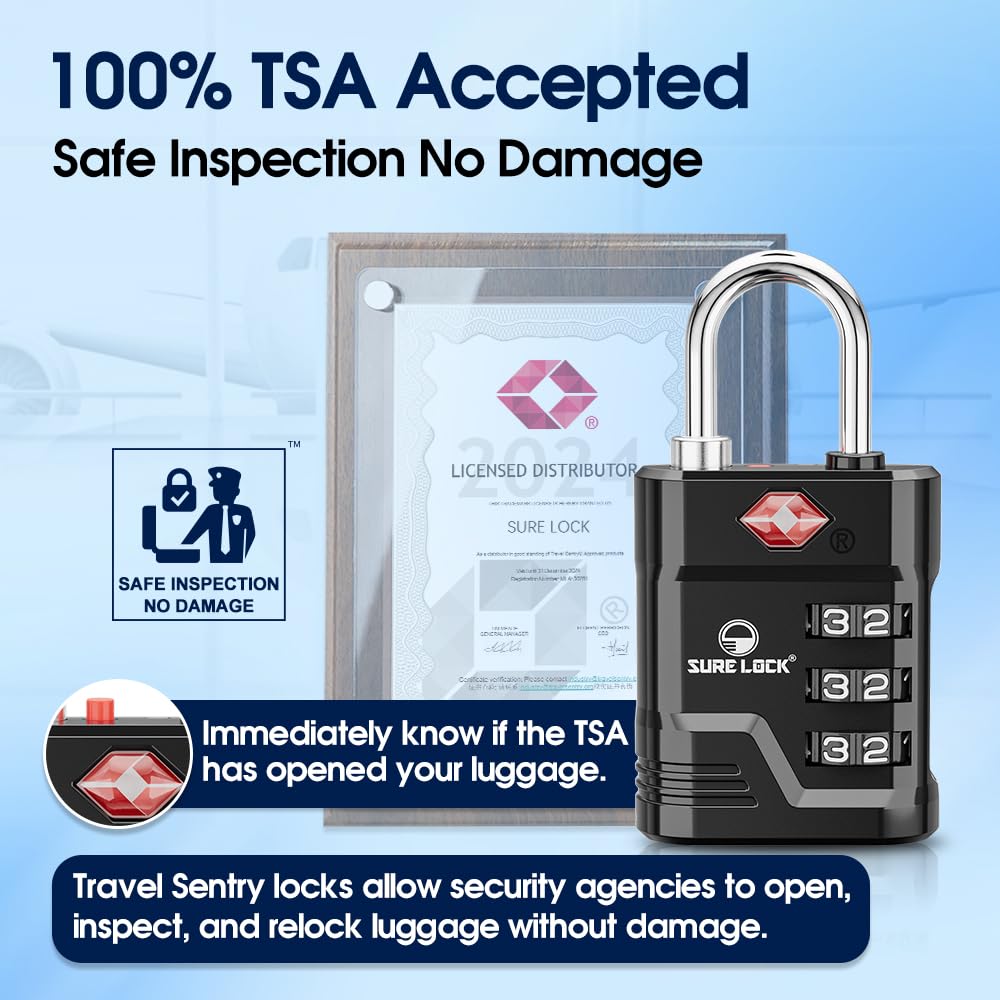 Amazon.com: SURE LOCK TSA Approved Luggage Lock – 3-Digit