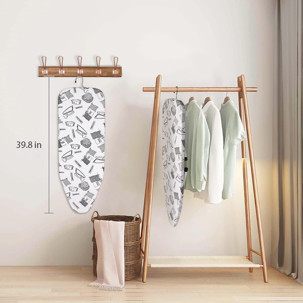 Duwee 13"x36"Table top Ironing Board with Thicken Felt Padding, Heat Resistant Cover,Stainless Steel Hook,Extra Long Ironing Area