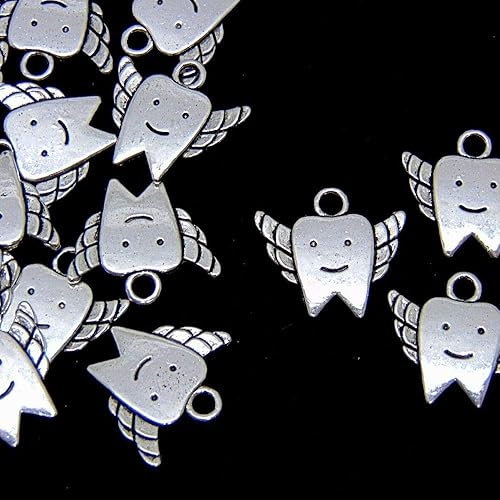 Miniatura 2 de Acxico 50 dijes de hadas tibetanos de plata para niños, 0.709 in, Plata