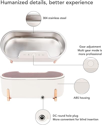 Miniatura 2 de TOPINCN Limpiador de joyas Reloj esterilización Hogar Portátil Dentadura Gafas Ultrasónicas 40Khz Lavadora Suministro de Limpieza para Transparente