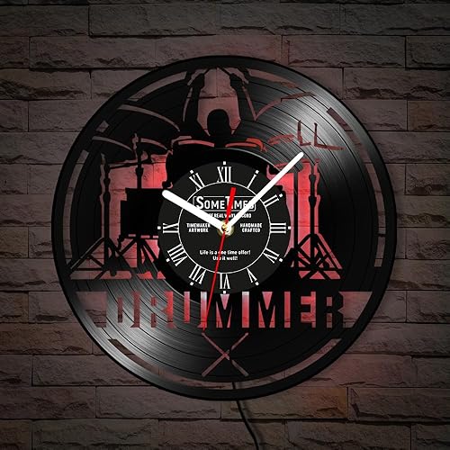 Miniatura 4 de The Geeky Days Reloj de pared con nombre personalizado, 7 colores cambiantes, reloj de pared de vinilo con luz nocturna LED, reloj de pared,