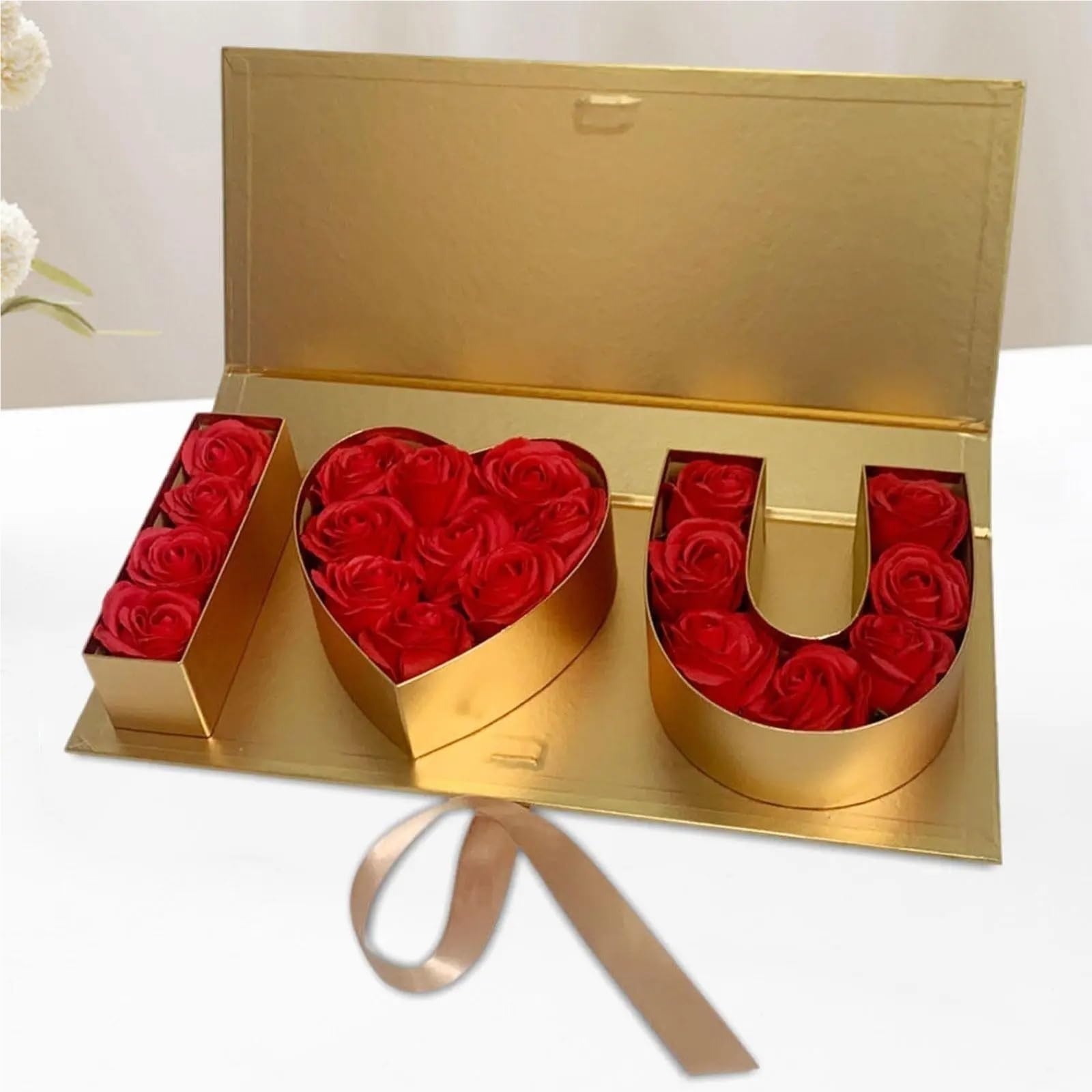 2 cajas de regalo vacías con forma flor for decoración, caja jabón letras rellenables, for fiestas, chocolates, manualidades DIY Para Bodas(Red)
