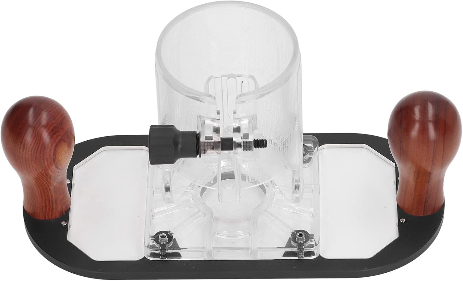 Woodworking Trimmer Base, Transparent Plastic Router Base with Aluminum Alloy and Solid Wood, Clear View Protective Accessory for 65mm Power Tool, Adjustable Depth Control for DIY