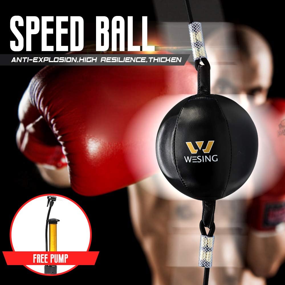 Wesing Double End Striking Bag Leather Boxing Speed Ball Bag