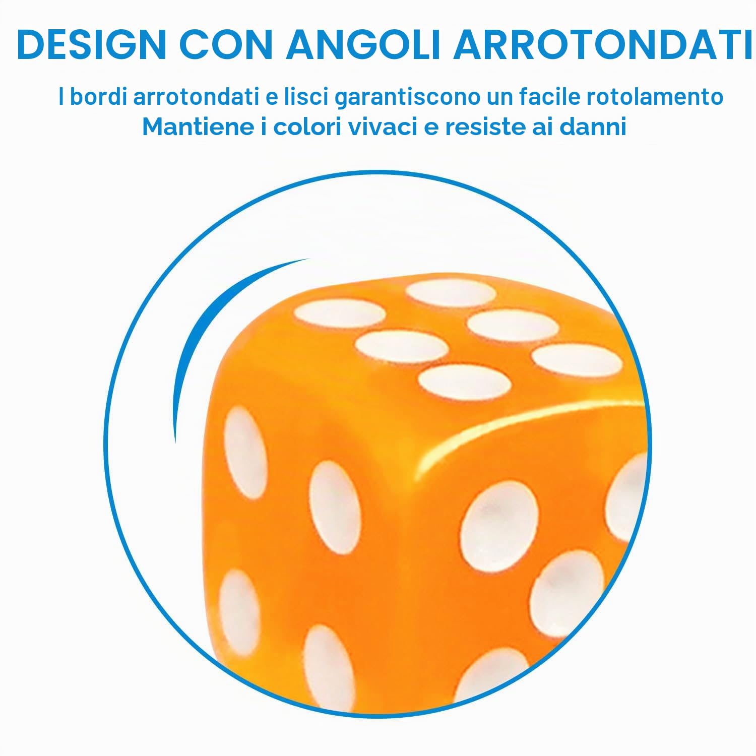 50 Pezzi 14MM Dadi da Gioco Standard con Scatola di Plastica Portatile, 10 Colori Traslucidi per Giochi da Tavolo, Set di Dadi D6, Colori Acrilici Dadi Per Giochi, Matematica