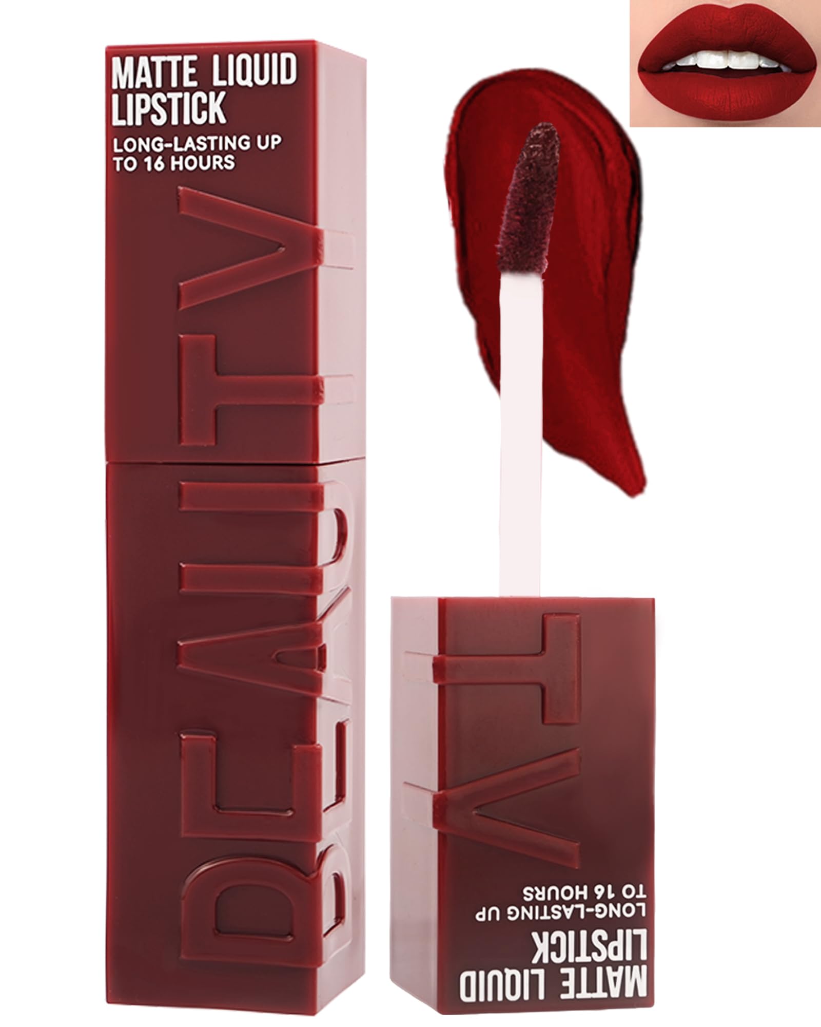 Matte Liquid Lipstick for Women- 1Pcs Highly Pigmented Color Lip Stain Tint, Super Velvet Matte Lip Gloss, Up to 16H Wear, Long Lasting Waterproof Smudgeproof, Non-Stick Cup Lip Makeup-06# Wine Red