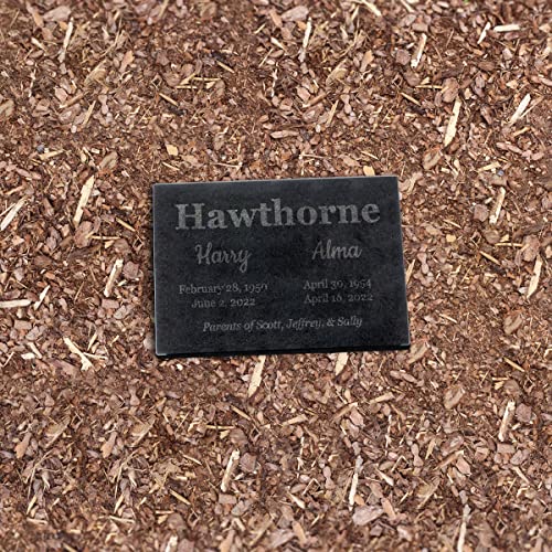 Image of PlaqueMaker Black Granite Memorial Headstone for Two Lost Loved - Great for Your Garden, Tree Dedication, or in a Cemetery. Includes Your Text and Select Clipart (12 x 8 x 2)