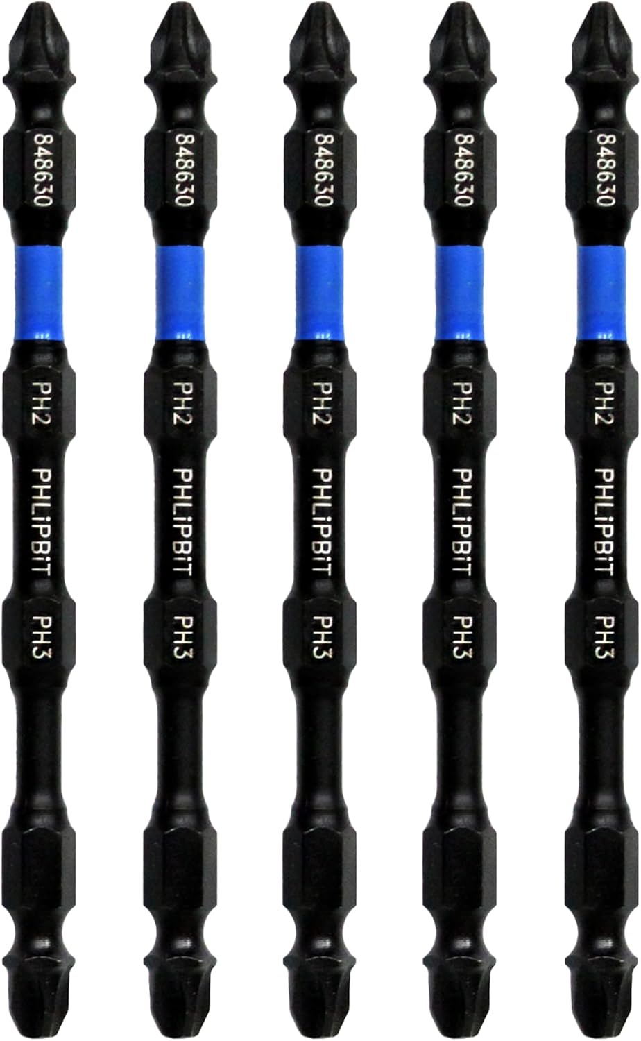 ORiGiNAL - PH2+PH3, 4 INCH, 5pk. Double End+Double Duty, 1/4" Hex IMPACT BiT, USA-IRPB4PH2PH3-5 (Blue/Black Drives #8/10/12/14-1/4" Phillips Screw) Fits "ULT" MULTi S/Driver