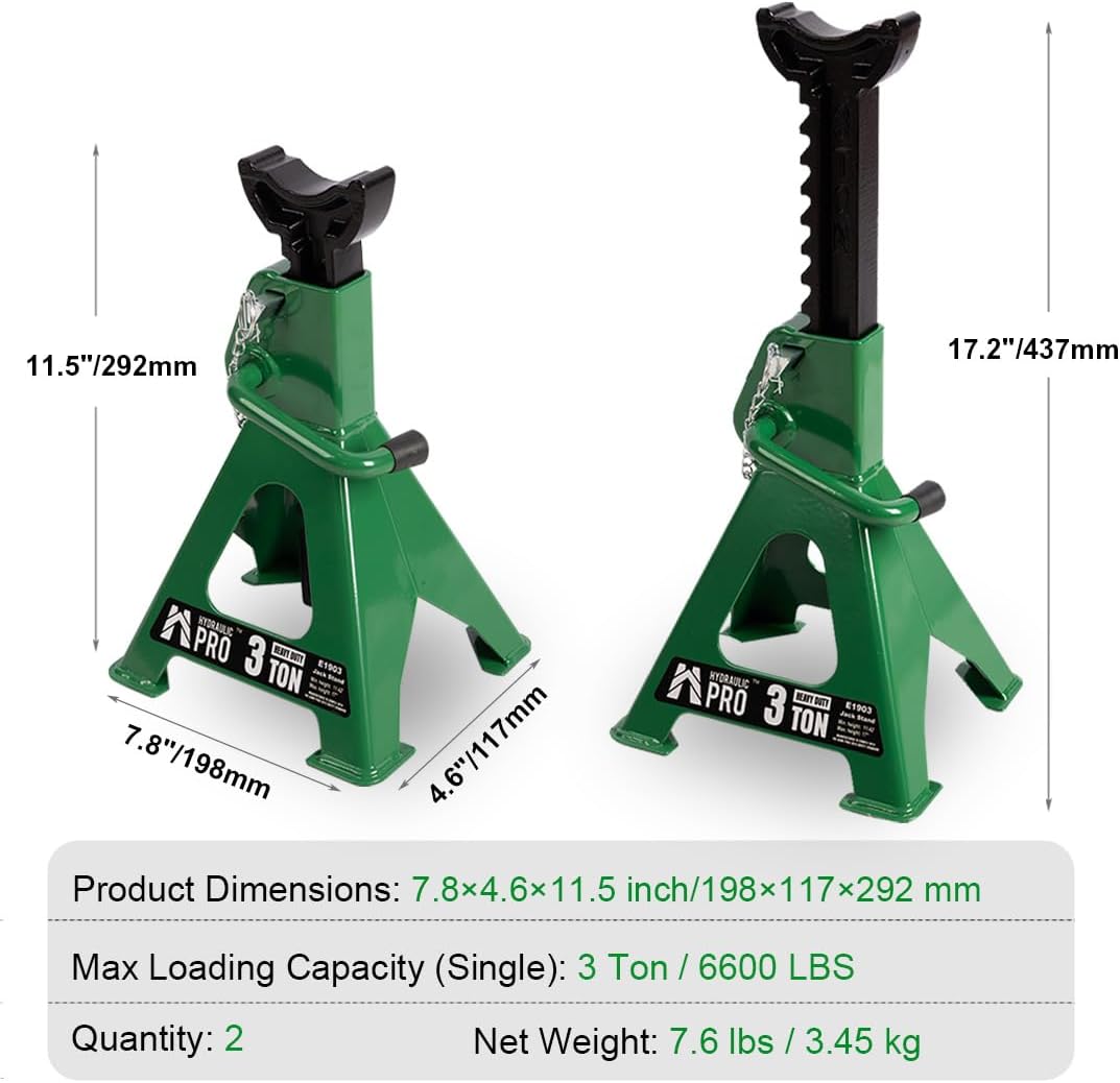 Jack Stands 3 ton, Car Jack Stand with Double Security Locking Pins 6000 lbs Capacity, 2 Pack