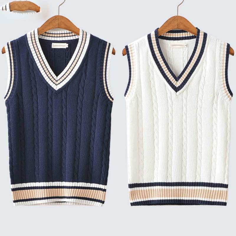 Chaleco de punto para hombre con rayas retro estilo preppy suelto e informal 2