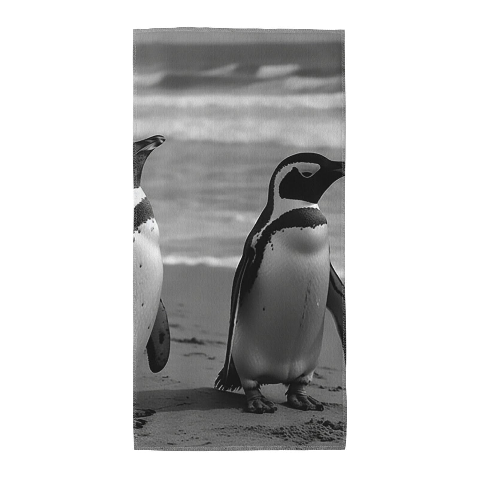 FekiLoot Absorbent Hand Towels 12"X24" Decorative Bathroom Towel Soft Microfiber Face Towel Penguin Standing On The Beach Dish Kitchen Towels for Bathroom Kitchen Hotel Spa Bath Towels