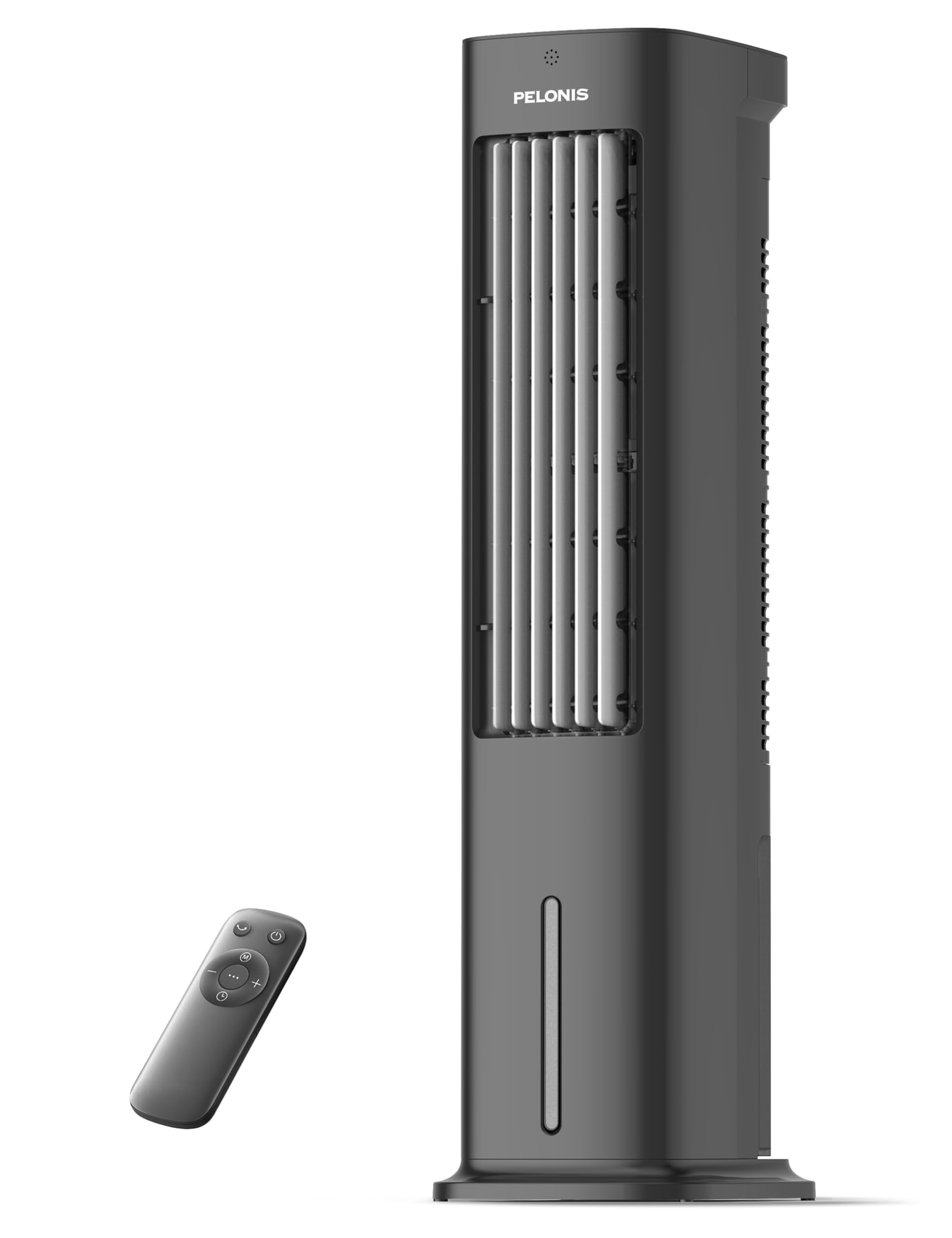 Pelonis Enfriador evaporativo de 5 litros con mando a distancia, enfriador de aire portátil 3 en 1, ventilador, humidificador y oscilación automática, temporizador de 3 niveles 7H, 2 almohadillas de