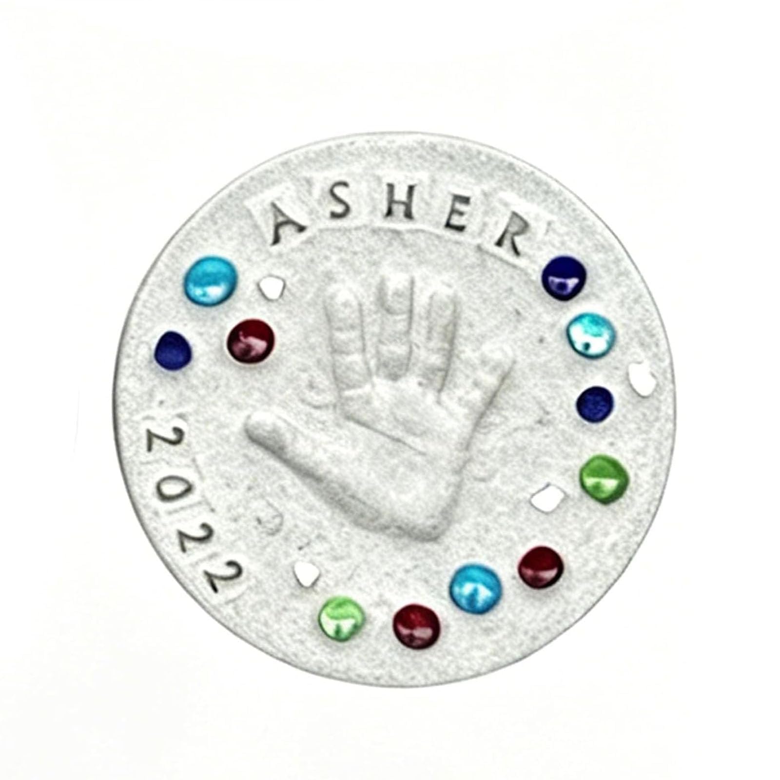 DIY Handprint Gift Kit,Large DIY Stepping Stone Kit,Handprint Stepping Stone,Indoor Outdoor Family Keepsake Craft Gift for Family Friends Lovers,Includes 1 Mod,26 Letter Stamps,Colored Stones (10 in)