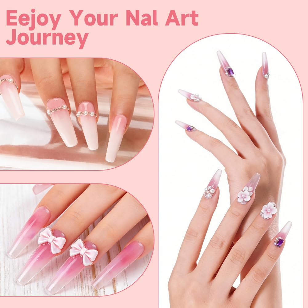 Pinceles Para Uñas,3PCS Pincel Para Uñas De Acrílico,Plumas De Arte De Uñas,Herramientas De Manicura Para Diy Diseño De Uñas,Diseño De Uñas En Gel y Manicura Profesional,Rosa