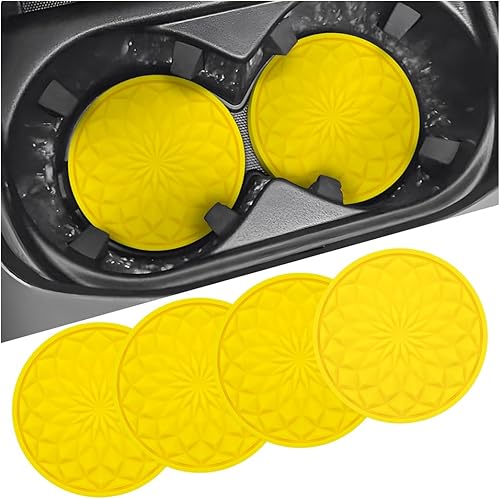 AICEL Paquete de 4 posavasos para automóvil, universales de 2.75 pulgadas, antideslizantes, con cristales de hielo, flores, a prueba de golpes,