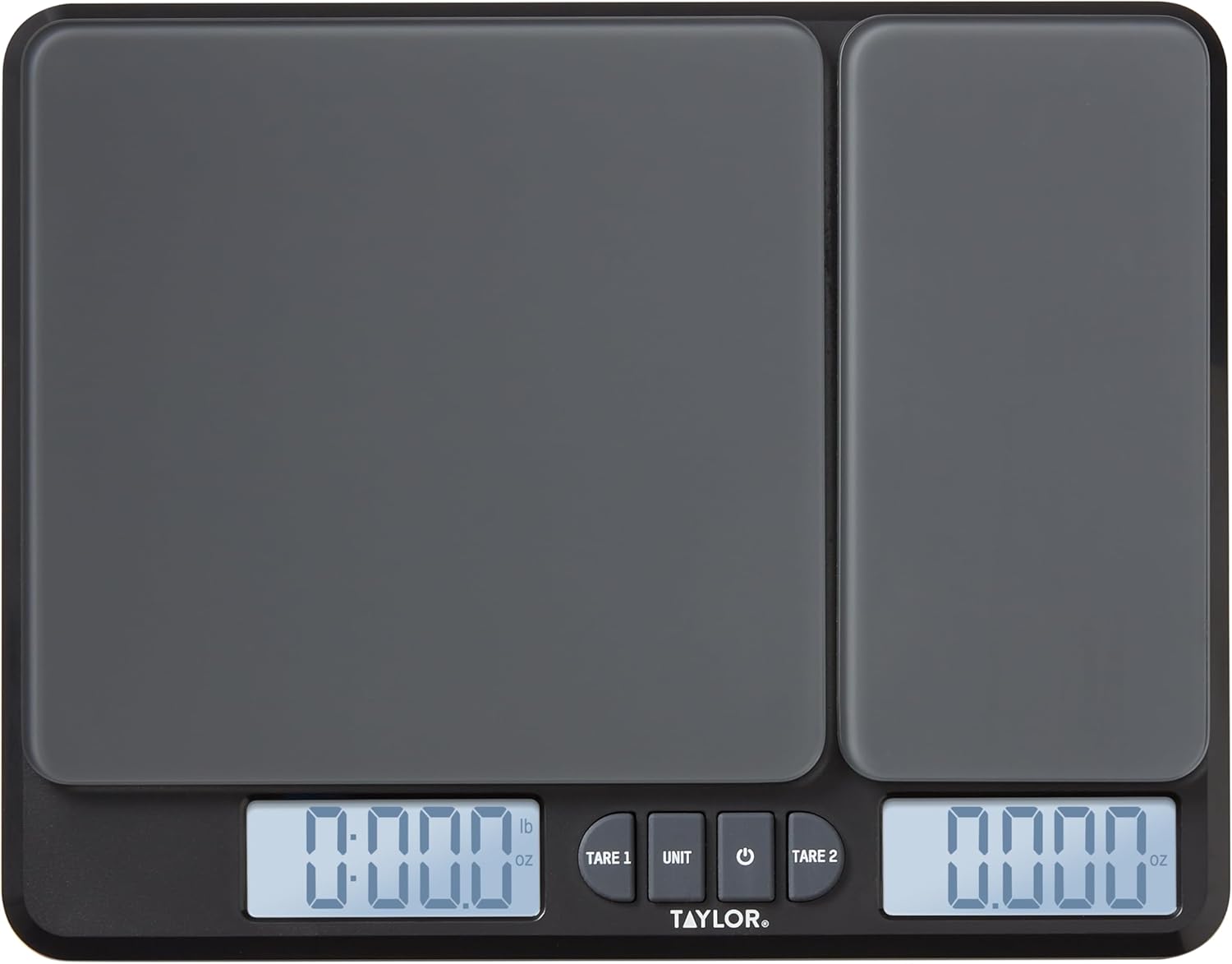 Taylor Dual Platform Food Kitchen Scale, Digital Grams and Ounces for Weight Loss, Baking, Cooking, Meal Prep, Spices, and Coffee, Backlit Display, Glass Platforms, 15lb, and 16oz Capacity, Black