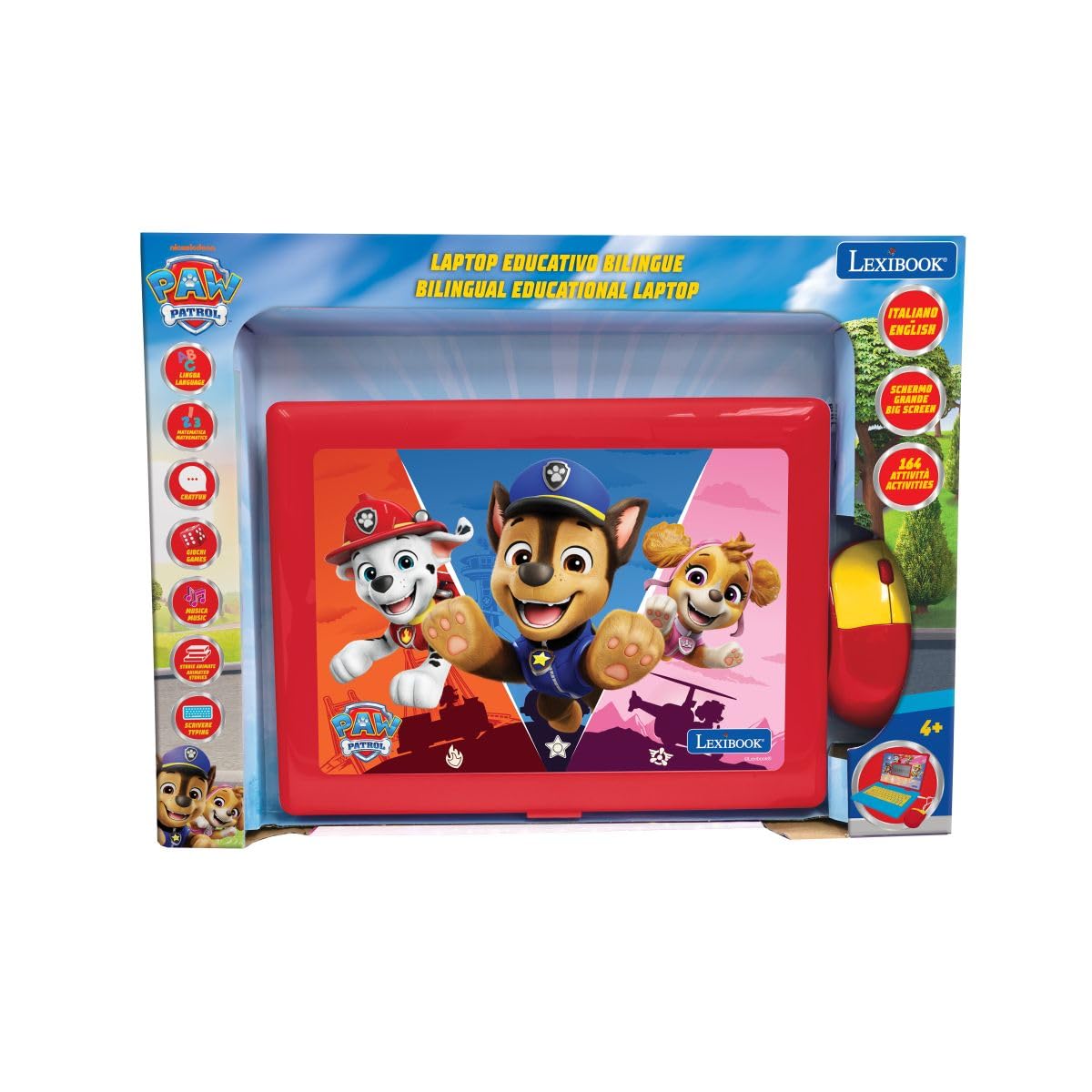 Lexibook, Paw Patrol, Laptop Educativo Bilingue, Inglese e Italiano, 164 Attività, Matematica, Giochi di Logica, Modalità Musicale, Grande Schermo LCD, Rosso/Blu, JC601PAi5LXB