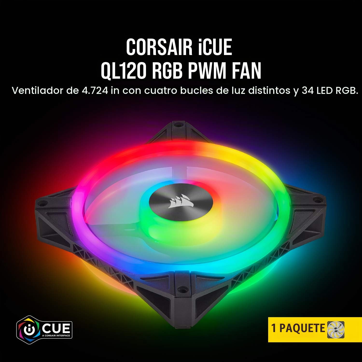 Amazon.com: Corsair Serie QL, Ql120 RGB, ventilador LED RGB de