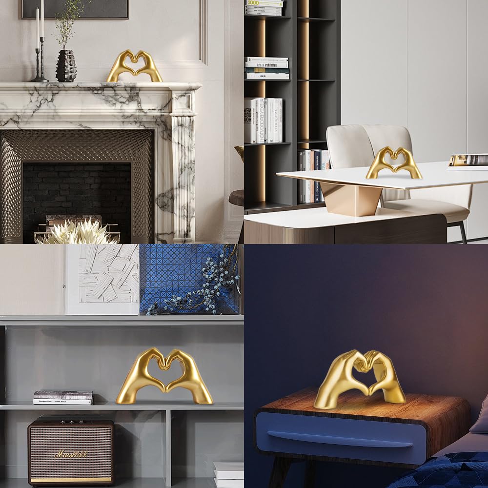 Hart handsculptuur, roze woondecoratie esthetiek voor kamerplank salontafel eettafel middelpunt verjaardagscadeau en herdenkingsgeschenk voor vrouwen, vriendin meisjes moeder