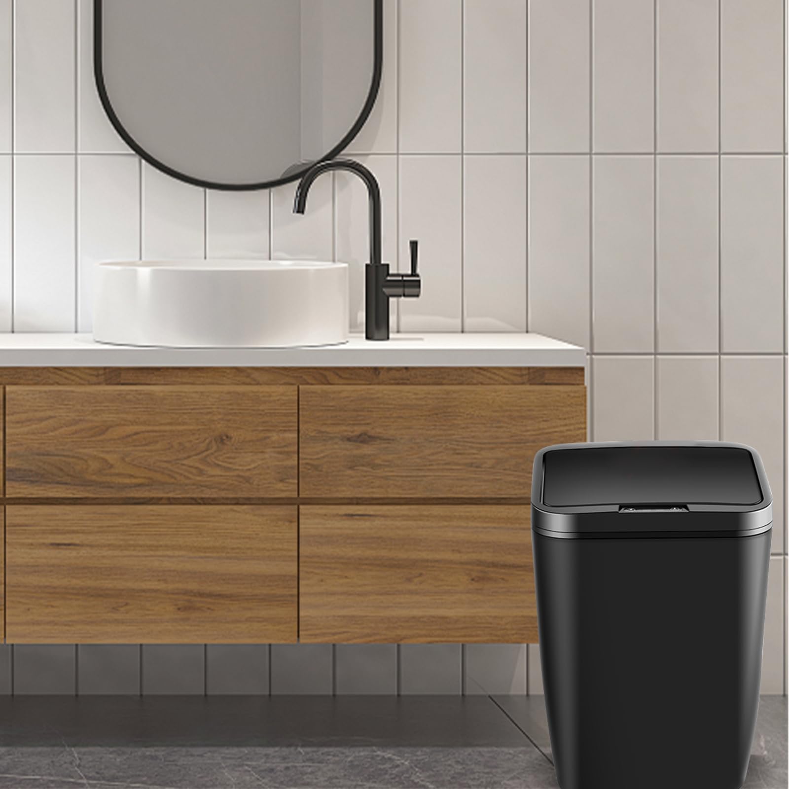 Papelera automática con sensor de movimiento infrarrojo sin contacto, 12 L (negro)