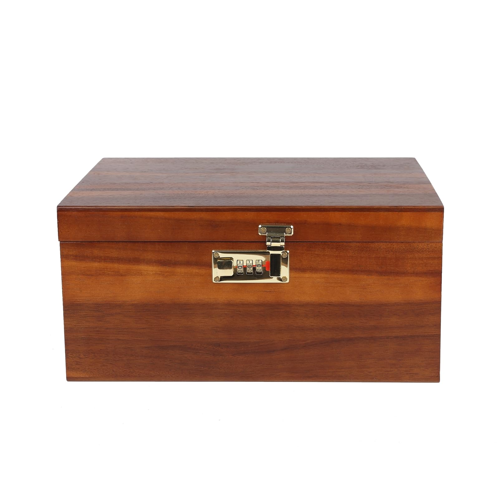 Große Aufbewahrungsbox aus Holz mit Zahlenschloss, 32,5 cm, Akazienholz, Erinnerungsbox mit Deckel zur Aufbewahrung von Schmuckstücken, Schmuck, Karten, Fotos, Holzschloss, dekorativer Koffer für
