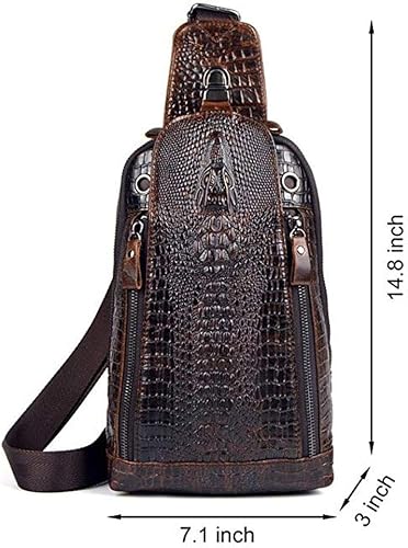 Miniatura 7 de Mochila estilo bandolera de piel para hombres y mujeres, bandolera de hombro, al pecho, mochila de uso diario para viajes, al aire libre,