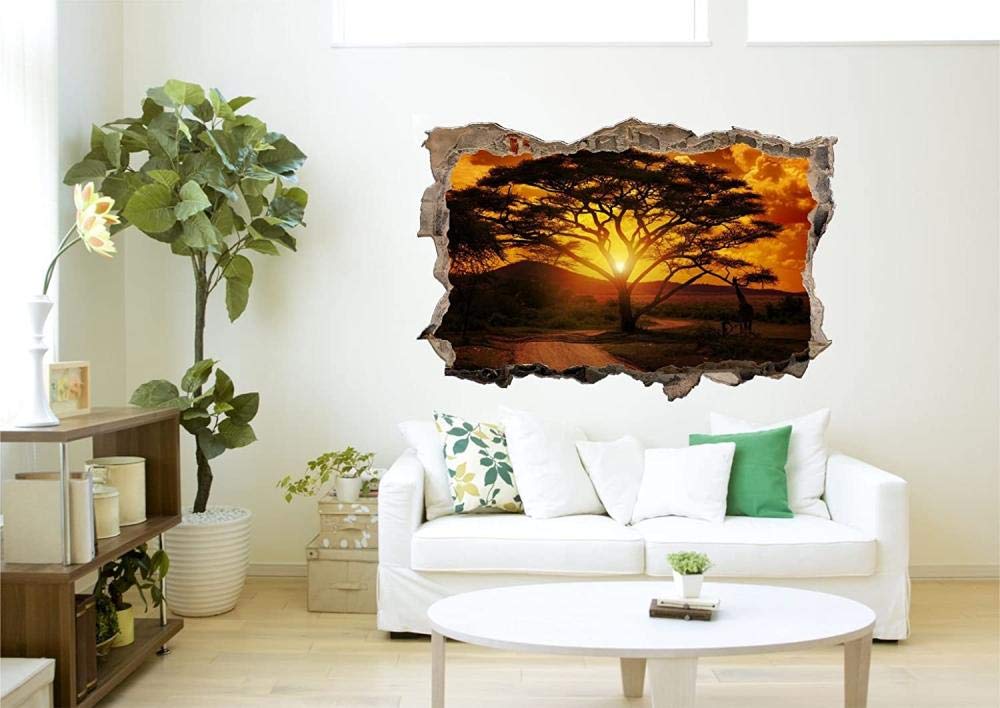 Pegatinas de Pared rotas 3D paisaje calcomanías murales extraíbles decoración de Sala de Arte de Vinilo para Sala de Estar Dormitorio Cocina 80x120cm