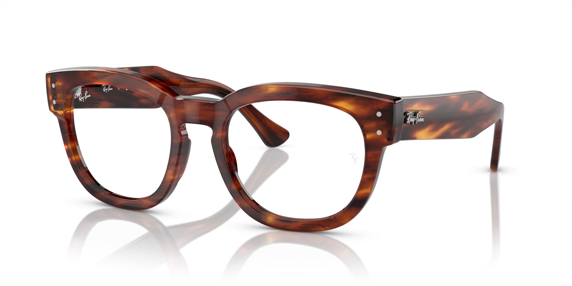 Ray-Ban Rx0298v Mega Hawkeye Ramki do okularów na receptę, Havana w paski/demo, 48 mm Unisex dzieci, Obiektyw w paski Havana/Demo, 48 mm