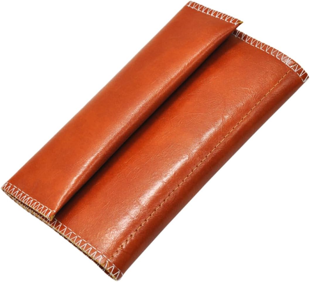 Pu Leather Cigarette Storage Pouch Triple-fold Smoking Bag with Zipper Pocket for Outdoor Use Soft Touch Light Brown for Men and Women
