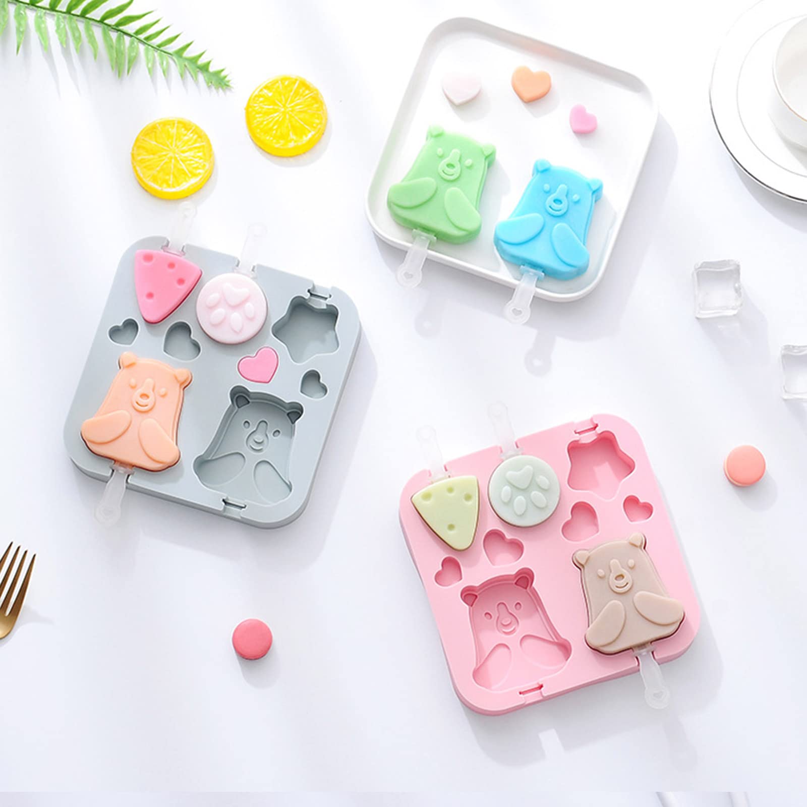 Moldes for paletas de hielo de silicona for moldes de paletas Juego de moldes for paletas de hielo for purés Moldes for helados con cubierta,Moldes para helados(A)